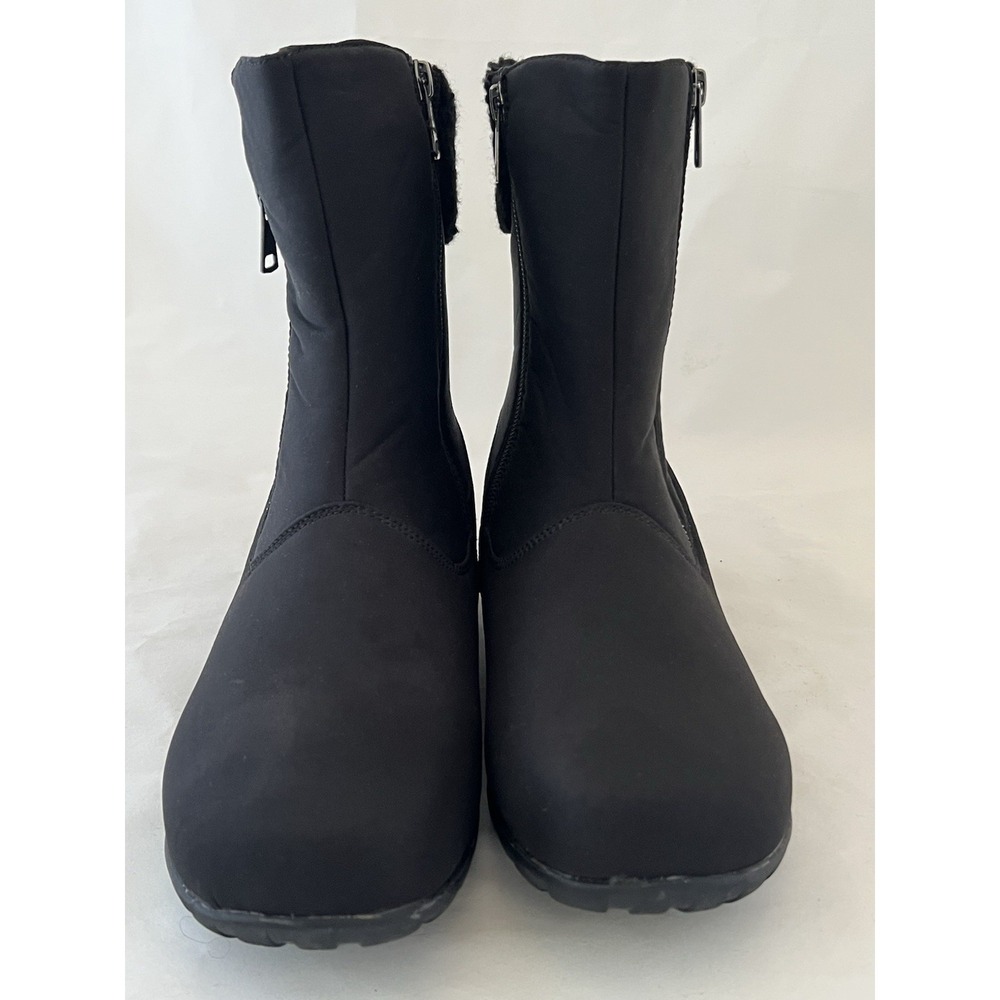Propet Womens 9.5 Black Winter Boots Waterproof Mid Zip Insulated Rain Snow - Picture 4 of 10